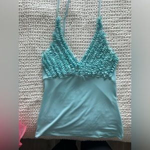 Blue Ruffle Halter Top